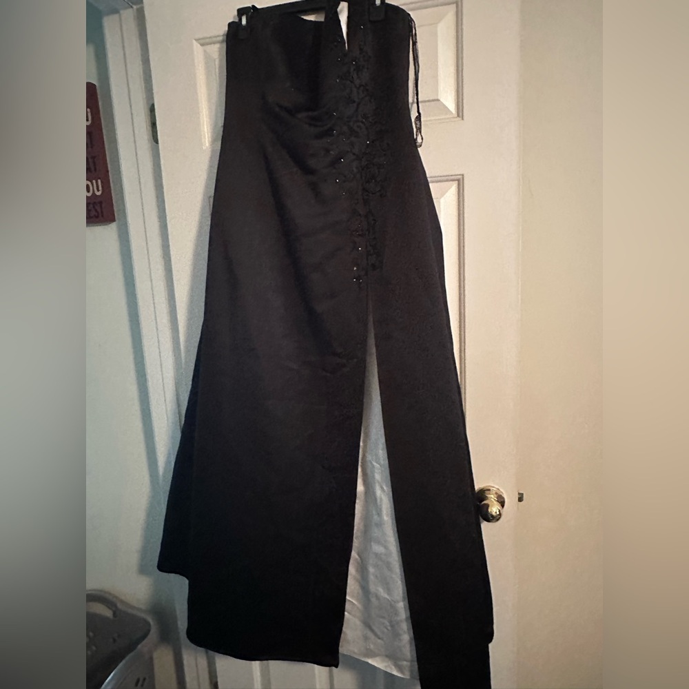 Michaelangelo Elegant Black Satin Gown